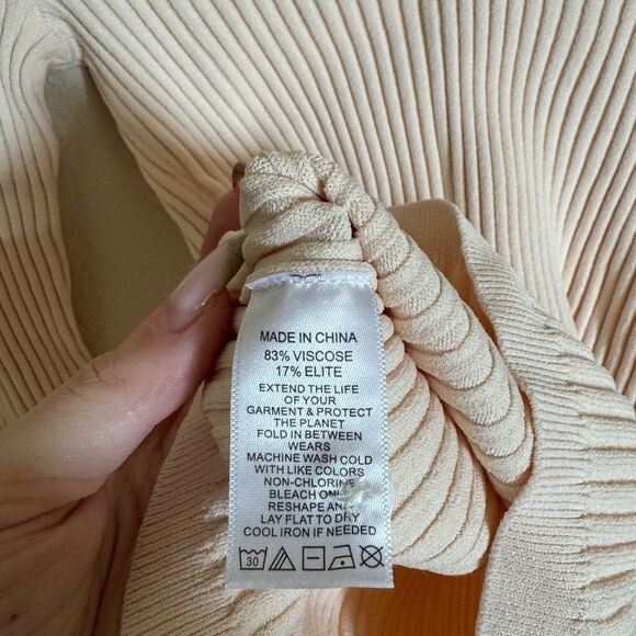 Hill House the Jenny Top Size Small in Cream Ribbed Polo Long Sleeve - Picture 4 of 5